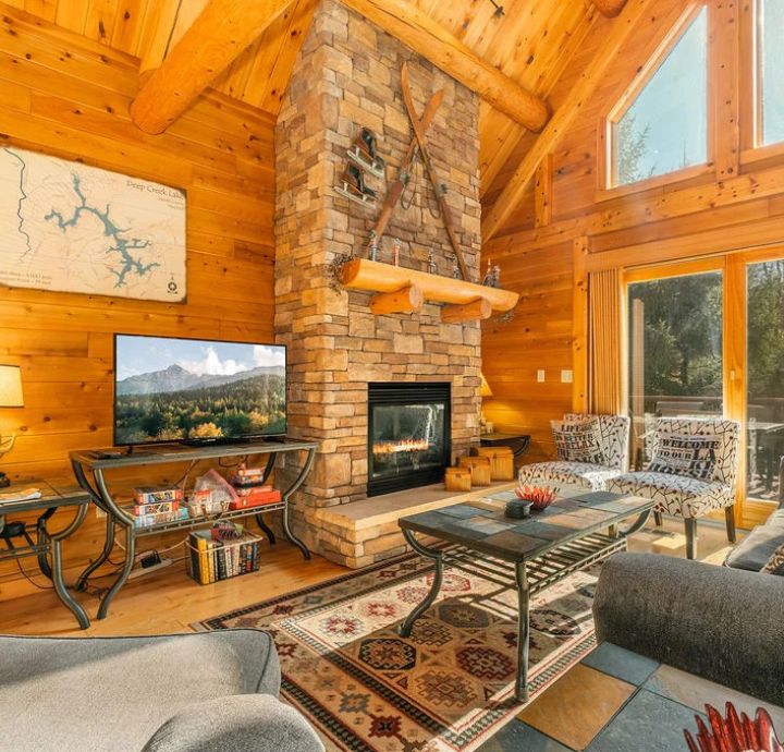 cabin fireplace